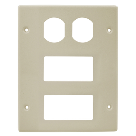 HUBBELL WIRING DEVICE-KELLEMS Metal Raceway, HBL6750 Series, Device Cover Plate, 3-Gang, 1) Duplex and 2) Decorator, Ivory HBL6747BRRIV